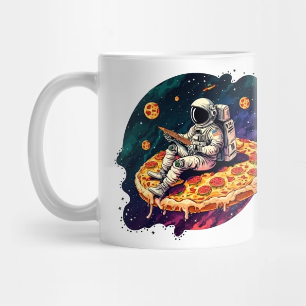 Astronaut in space eating pizza by ramith-concept